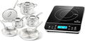 Duxtop Whole-Clad Tri-Ply Stainless Steel Cookware Set, 10PC & Portable Countertop Burner Induction Hot Plate with LCD Sensor Touch, 1800 Watts, Silver