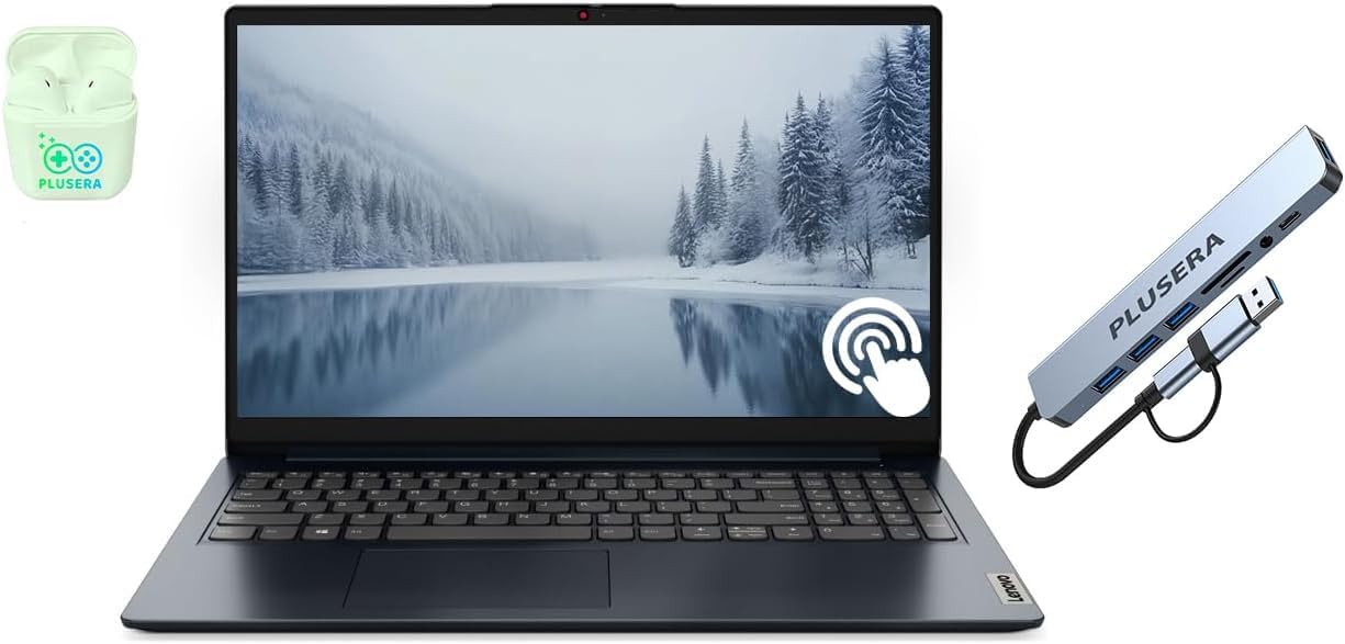 Lenovo IdeaPad 15.6' FHD Touchscreen Laptop, 10-Cores Intel Core i5, Windows 11 Pro with Microsoft Office Included, PLUSERA Earphones (24GB RAM | 1.5TB Storage)