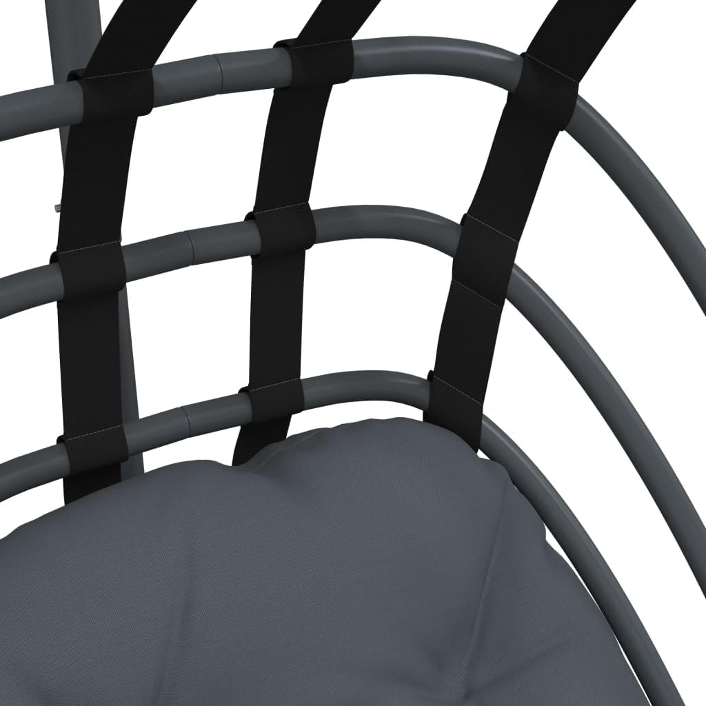 vidaXL Hanging Egg Chair Anthracite and Black Steel, Polypropylene Large
