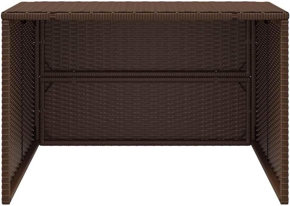 vidaXL Robot Mower Garage, Outdoor Lawn Mower Storage, Garden Storage Small Shed for Lawn Mower, Robot Mower Carport, Lawn Mower Shelter, Brown Poly Rattan