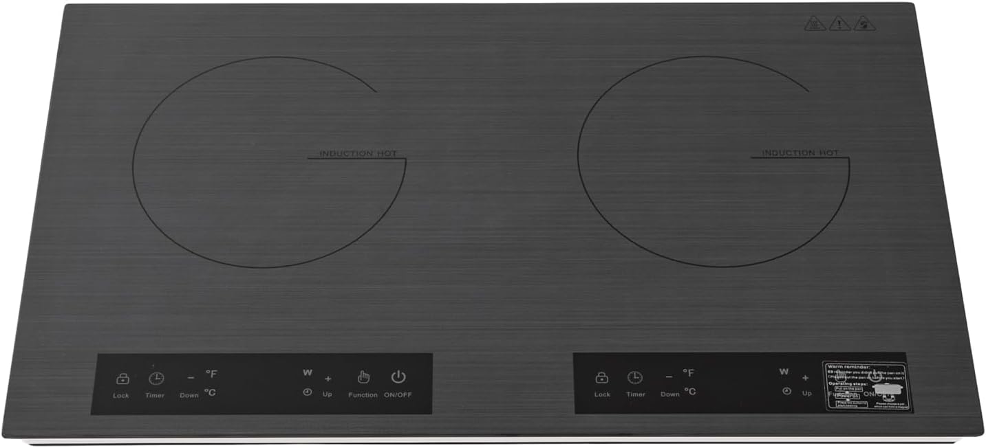 400-2000W Portable Induction Cooktop - Power & Temp Adjustable, LCD Display, Auto Pot Detection & Auto Shut-off, Double Burner, Hot Plate Cooker with 3-Hour Timer, Countertop Burner for 7.87 in pots