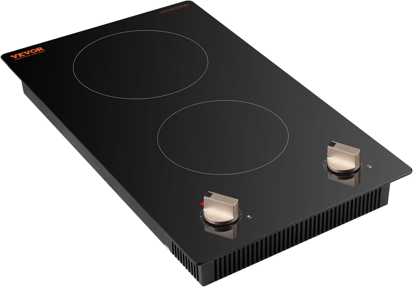 VEVOR Induction Cooktop, 1800W Electric Countertop Burner, 2 Burner Knob Control Stove, Built-in Induction Cooktop with 12 Temperature Settings, Glass Surface, Auto Shut-Off