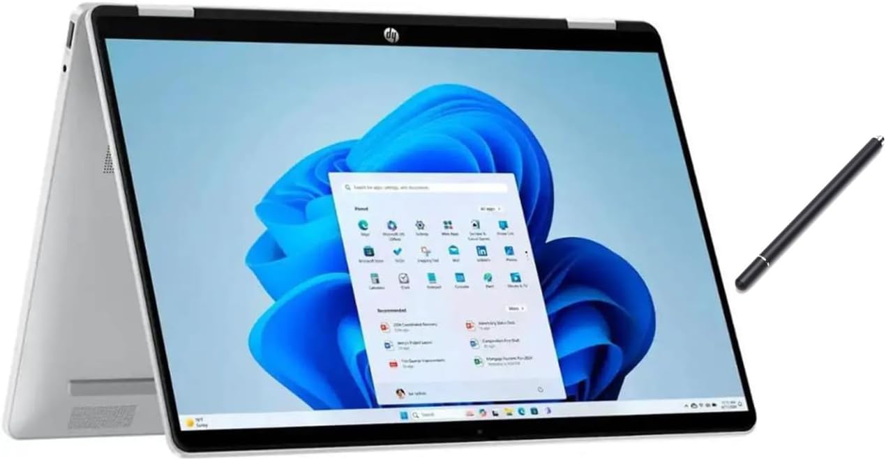 HP OmniBook 5 Flip 2-in-1 14' Full HD+ Touch-Screen Laptop | Intel Core 5 120U|Intel Graphics| Copilot | Webcam| Silver | 8GB RAM DDR5 | 512GB SSD |Windows 11 Home |Bundle with Stylus Pen