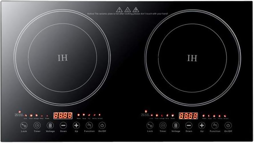 Double Induction Cooktop Cooker 2400W Digital Electric Countertop Burner Dual Hot Plate Heater Cooking Burner Stove, Touch Sensor Control, 8 Gear Firepower, Can Be Recessed In Countertop