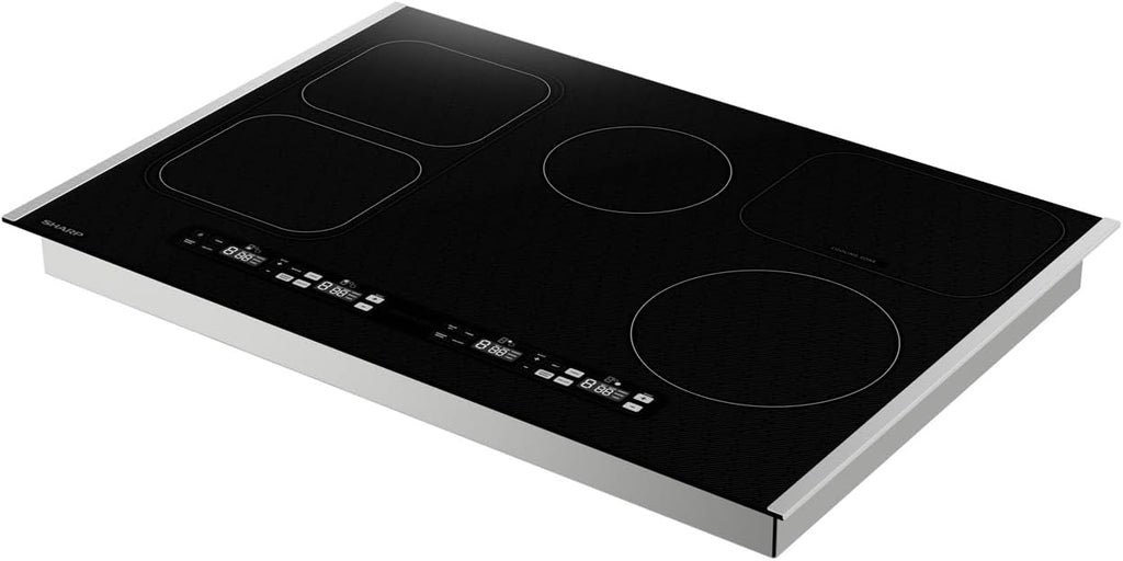 Sharp SCH3043GB 30' Induction Cooktop, Premium Glass, White LED Display, Individualized timers for each cooking zone, 4 cooking zones w/Simmer, Warm, & Melt presets, Residual heat indicator