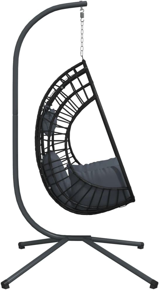 vidaXL Hanging Egg Chair Anthracite Rattan Large Removable Covers
