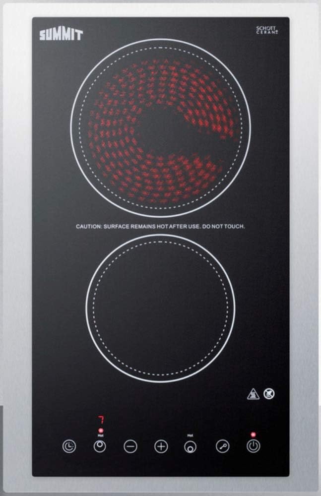 Summit 15' Electric Cooktop, 2 Burners, 230V Radiant Cooktop, ADA Compliant Design, Black - CR2B23T3BTK15