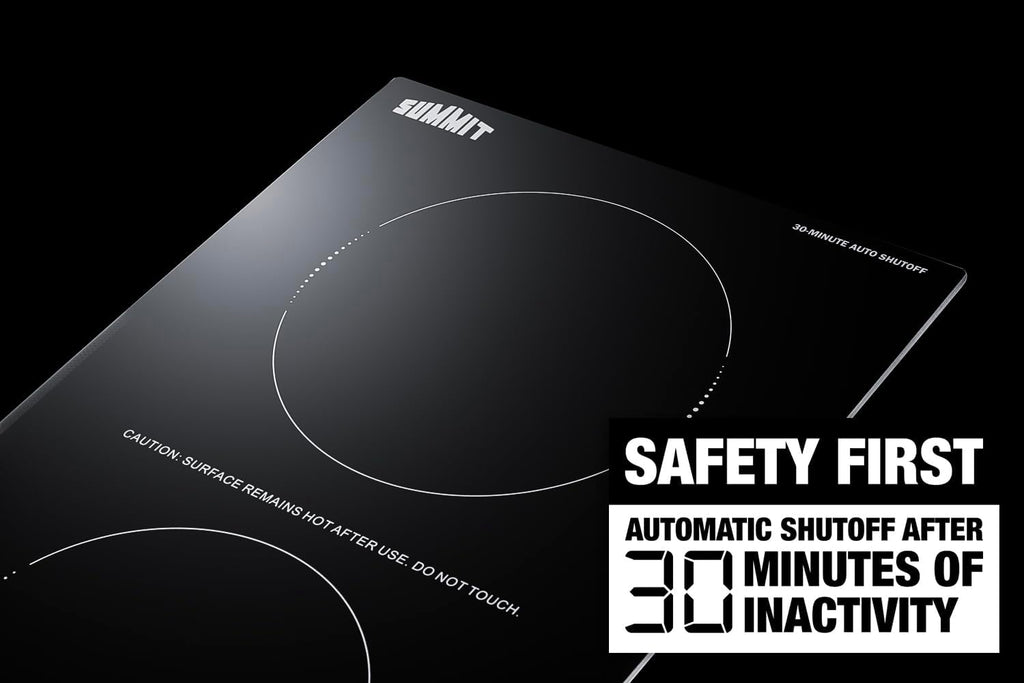 Summit 12' Induction Cooktop, 2 Cooking Zones, 208-240V Electric Cooktop With 30-Minute Safety Shutoff, ADA Compliant Design, Black - SINCH230V2B