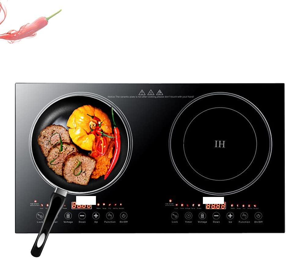 110V 2400W Portable Induction Cooktop Electric Dual Induction Cooker Cooktop Digital Ceramic Black Crystal Panel Countertop Double Burner (1200W Induction cooker+1200W Induction cooker)