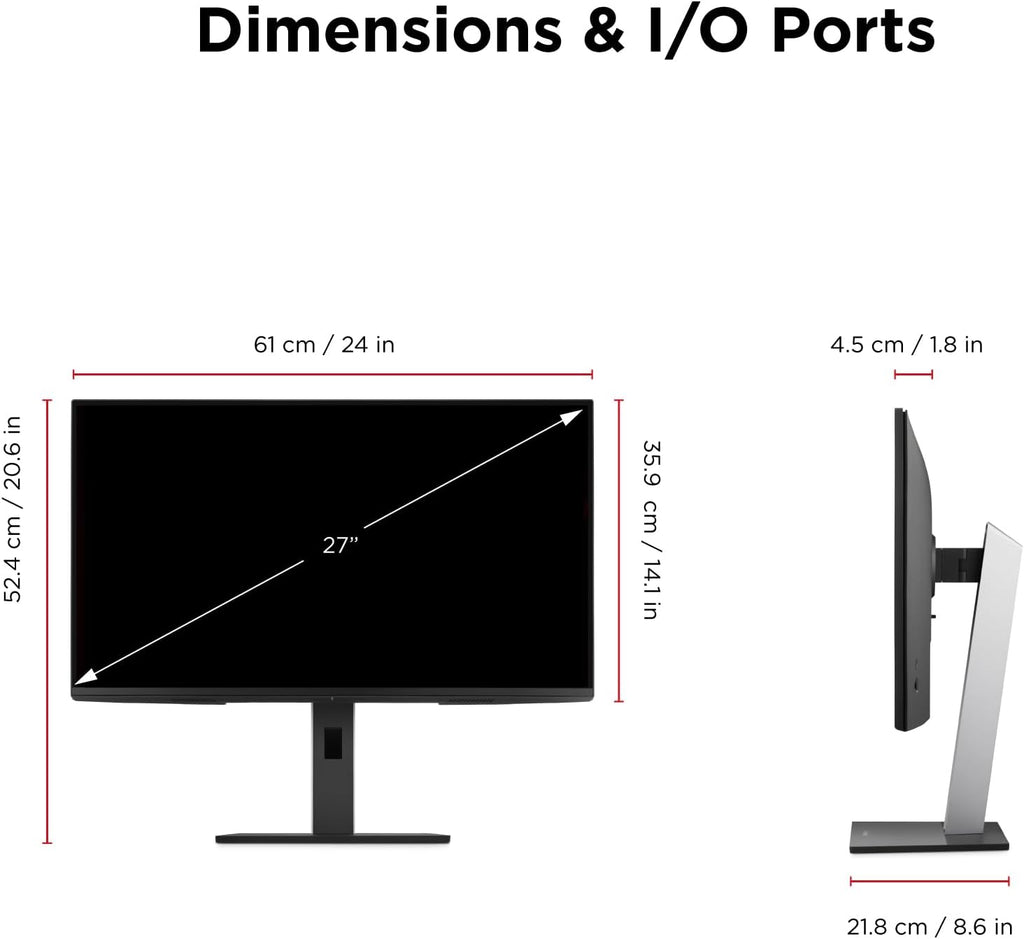 ViewSonic VG2751 27 Inch 1080p Monitor, IPS Display with 100Hz for Smooth Home and Office Productivity, Full Ergonomic Adjustability, 4-Port USB Hub, HDMI, DisplayPort, and USB-C Inputs