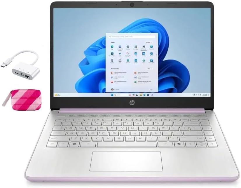HP 2025 Student Laptop, Intel Processor N150(up to 3.6 GHz), 14 Inch LED Screen,8G RAM, 256GB Storange (128GB UFS+128GB MSD),1 Year Office 365, Windows 11 Home,Honey Lavender,w/YYY Accessories