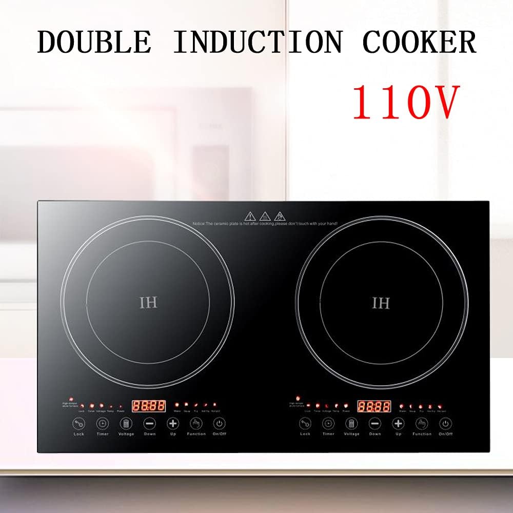 2400W 2 Burners Double Induction Cooktop 110V Portable Induction Cooktop Electric Cooktop Hot Plate Electric Induction Cooker Stove with LCD Touch Screen Electric Stove Top Burner Electric Countertop