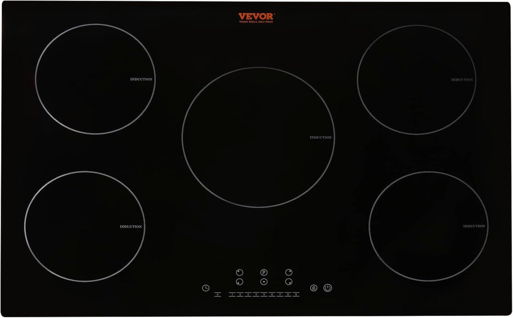 VEVOR Built-in Induction Electric Stove Top 30 Inch,5 Burners Electric Cooktop,9 Power Levels & Sensor Touch Control,Easy to Clean Ceramic Glass Surface,Child Safety Lock,240V