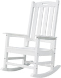 Psilvam Oversized Outdoor Rocking Chair, with 21' Wide Seat and 32' Tall Backrest, Pre-Assembled with Most Components for Effortless Installation (White)