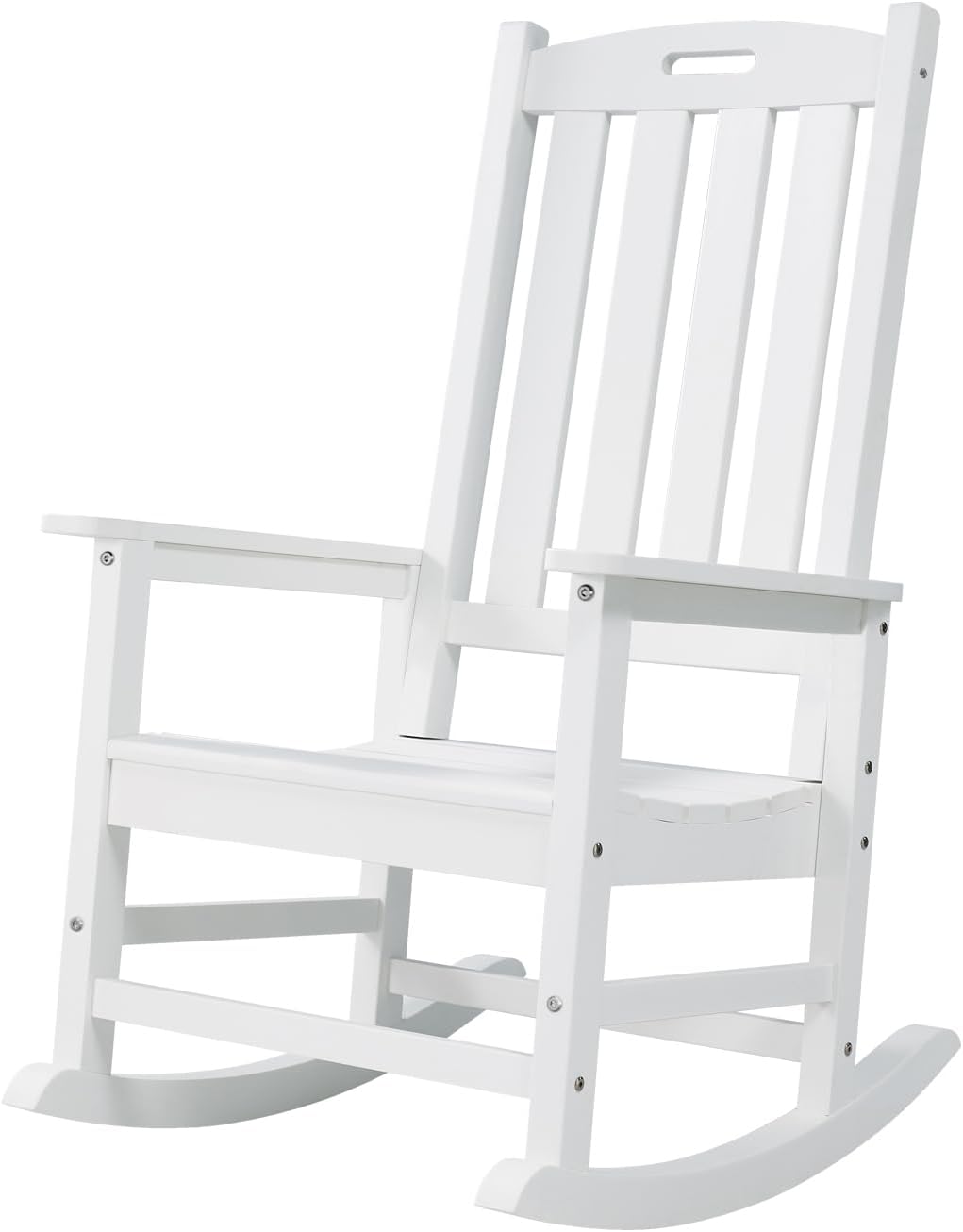 Psilvam Oversized Outdoor Rocking Chair, with 21' Wide Seat and 32' Tall Backrest, Pre-Assembled with Most Components for Effortless Installation (White)