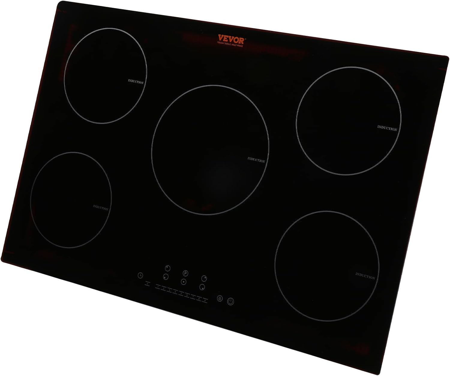 VEVOR Built-in Induction Electric Stove Top 30 Inch,5 Burners Electric Cooktop,9 Power Levels & Sensor Touch Control,Easy to Clean Ceramic Glass Surface,Child Safety Lock,240V