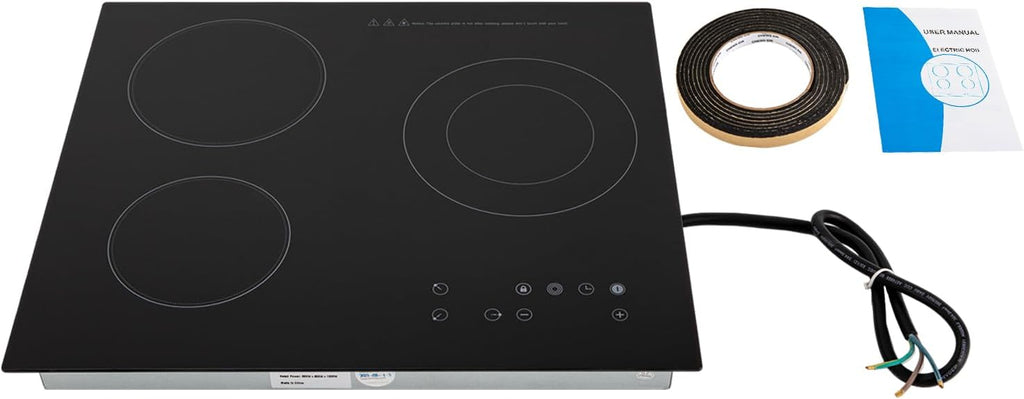 2600W 110V Induction Cooktop 3 Burner Portable Electric Ceramic Cooktop, Countertop Burners Built-In Cooktop Sensor Touch Control Countertop Electric Hot Plate With Kid Safety Lock And Timer, No Plug