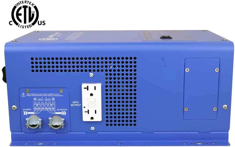 AIMS Power 2000 Watt 12 VDC Pure Sine Inverter Charger 120 VAC Output 70A Charger 30A Transfer Switch ETL Cert to UL458 Standards PICOGLF20W12V120V