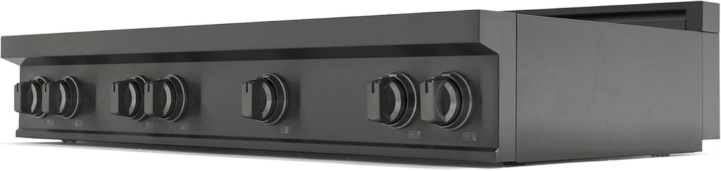 48 Inch Professional Induction Cooktop with 7 Burners, Durable Ceramic Glass, Flexible Zones, Precision Control - Black Stainless Steel