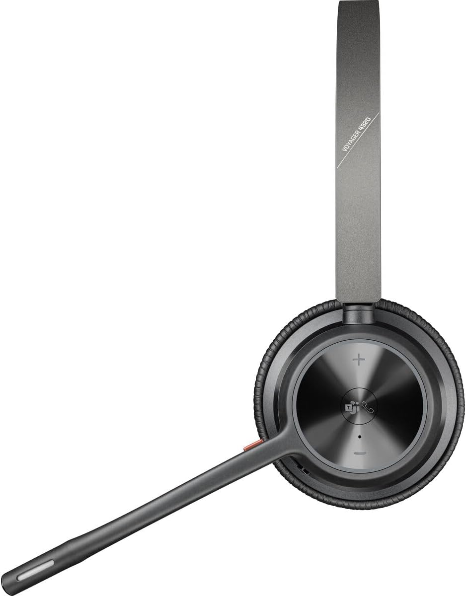 Poly - Voyager 4320 UC Wireless Headset (Plantronics) - Headphones with Boom Mic - Connect to PC/Mac via USB-C Bluetooth Adapter, Cell Phone via Bluetooth - Works with Teams (Certified), Zoom & More