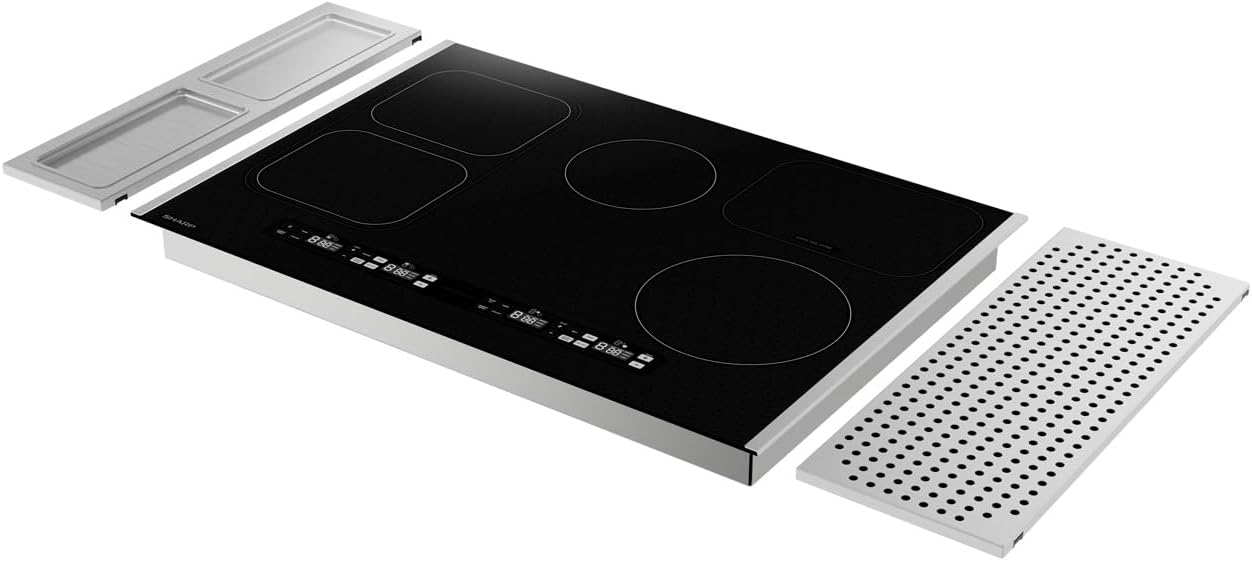 Sharp SCH3043GB 30' Induction Cooktop, Premium Glass, White LED Display, Individualized timers for each cooking zone, 4 cooking zones w/Simmer, Warm, & Melt presets, Residual heat indicator