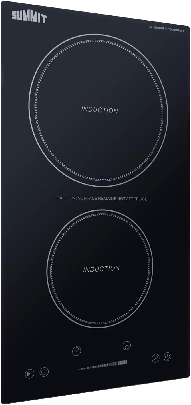 Summit 12' Induction Cooktop, 2 Cooking Zones, 115V Electric Cooktop With 30-Minute Safety Shutoff, ADA Compliant Design, Black - SINCH115V2B