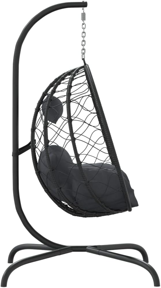 vidaXL Hanging Egg Chair Anthracite Poly Rattan, Powder-Coated Steel