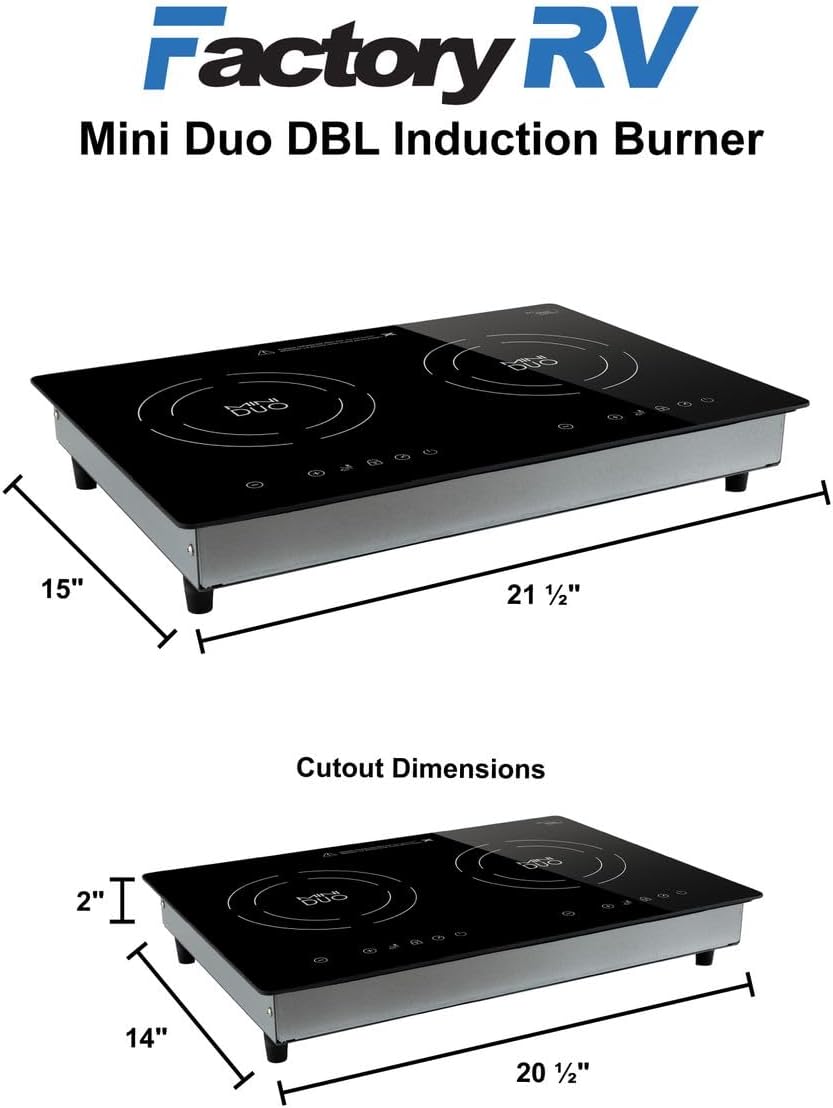 RV Electric Induction Cooktop | 2 Burner Portable Countertop Stove | 110V Plug-in Dual Burner Cooker for RV, Kitchen, and Outdoor Use