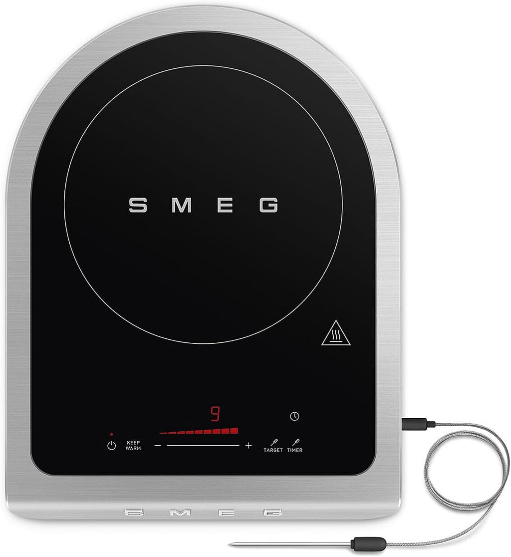 SMEG 1800W Portable Induction Cooker – Collezione Collection | Single-Burner Induction Hob with Probe, 9 Power Levels + Boost, Touch Controls — Travel/RV/Compact Kitchen-Jade