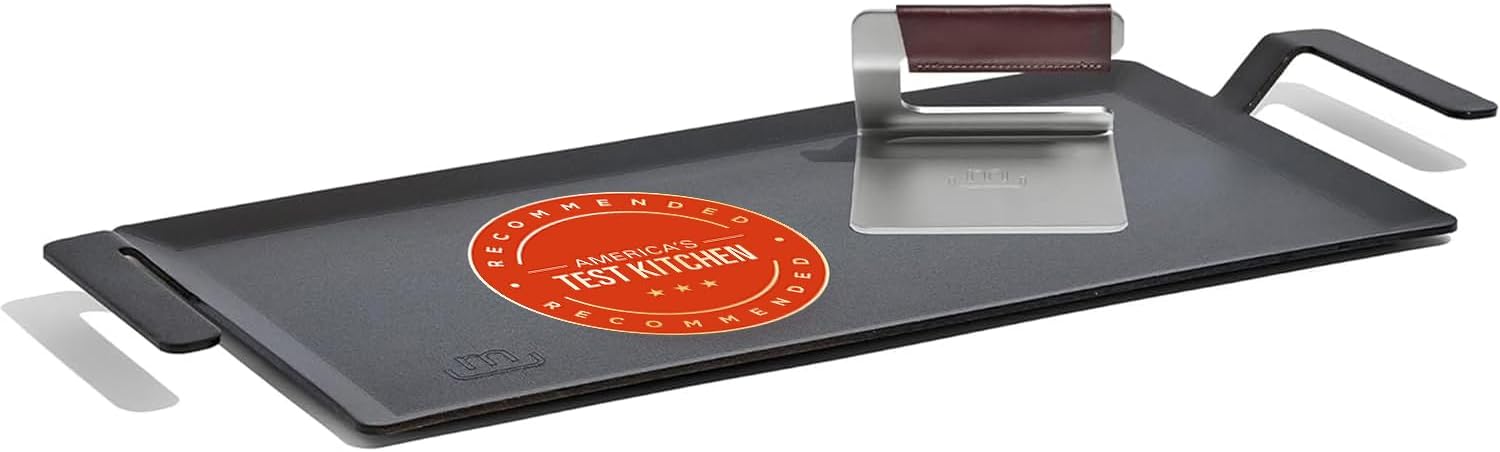 Made In Cookware | Carbon Steel Griddle + Grill Press | Professional Cookware | Crafted in Sweden | Induction Compatible
