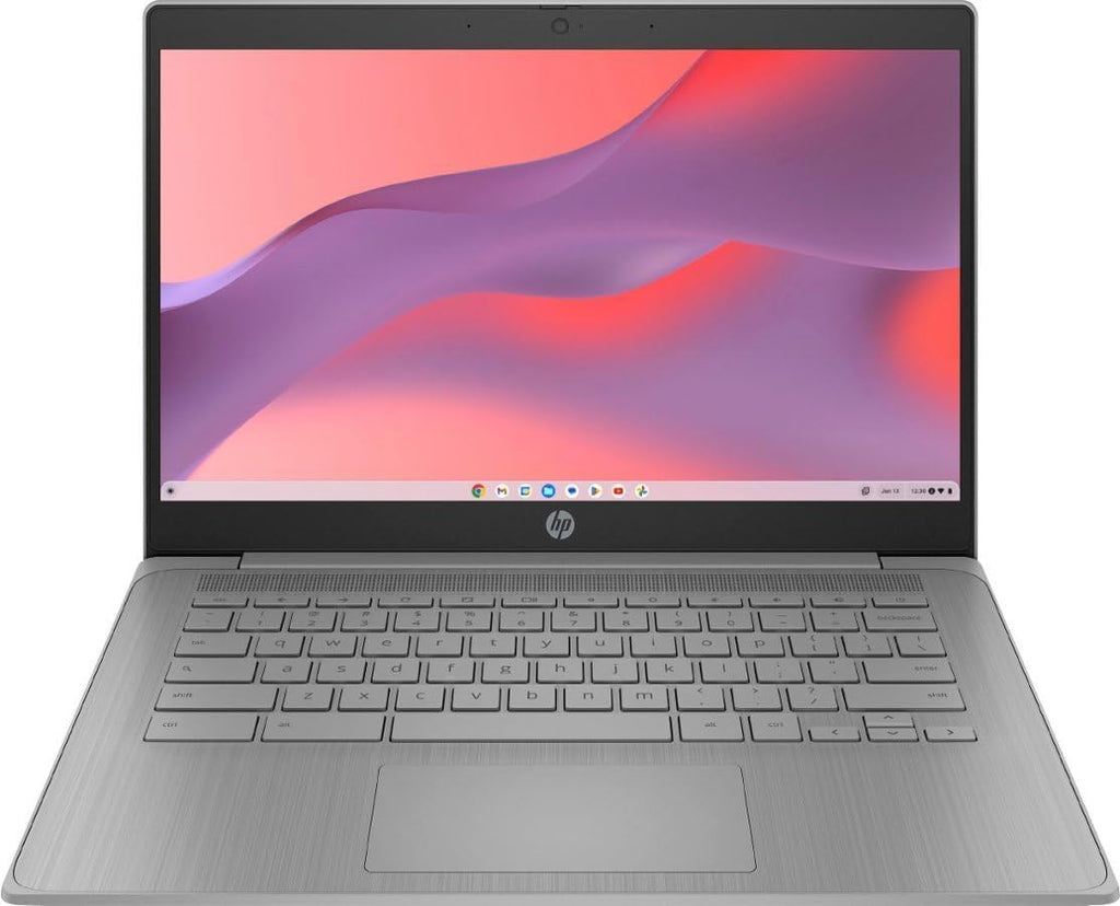 HP 2023 Chromebook Laptop, 14 Inch Display, Intel Celeron N4120 Processor, 4GB RAM, 128GB Storage (64GB eMMC+64GB MSD Card), Intel UHD Graphics 600, WiFi, Bluetooth, Chrome OS, Modern Gray