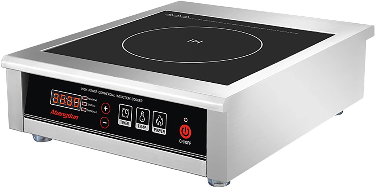 3500W Commercial Induction Cooktop, 240V Single Induction Burner with 18-Hour Timer, High-Efficiency Induction Heater for Restaurant & Catering