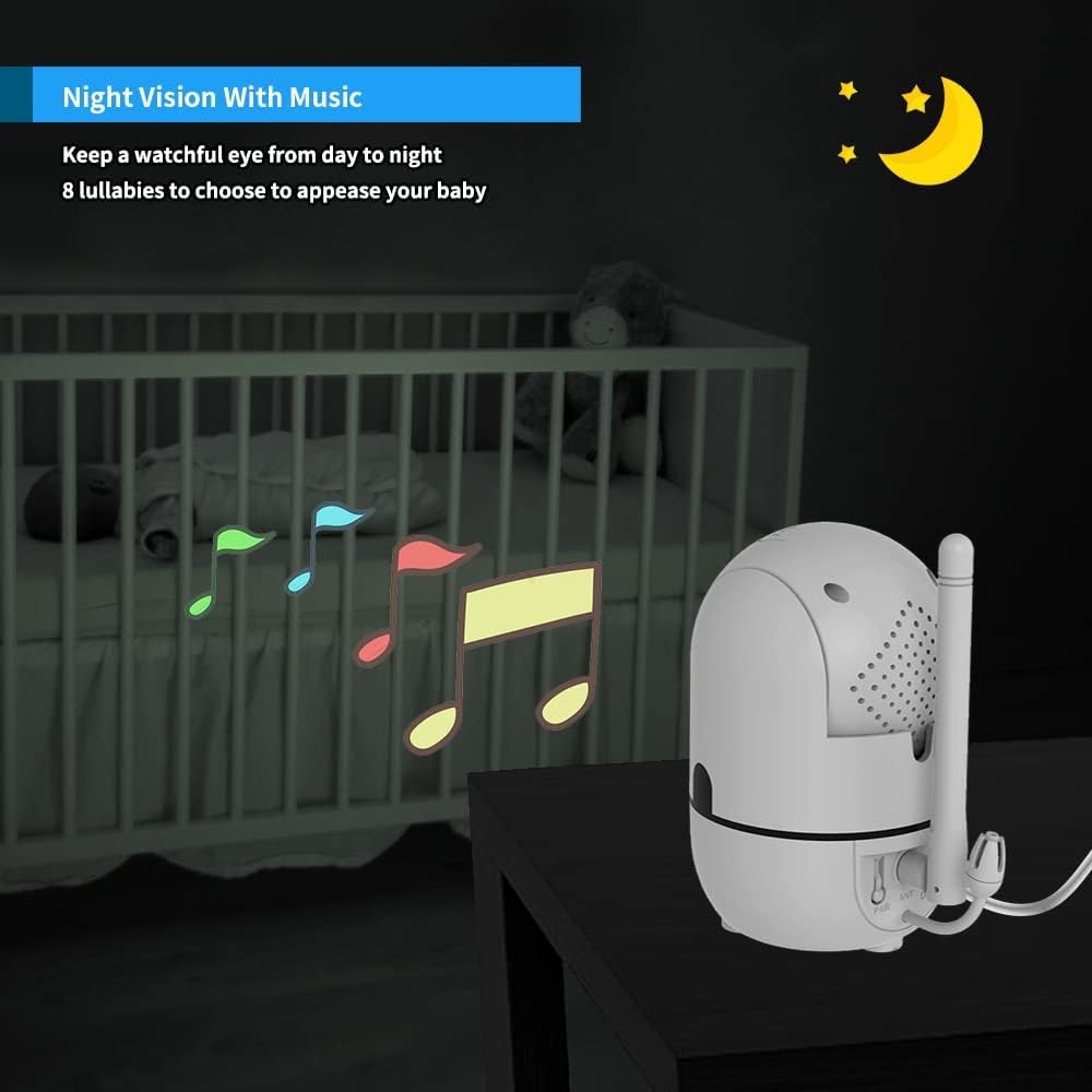 HelloBaby 5' Screen Baby Monitor with 4 Cameras - No WiFi HB6550 Video Baby Monitor, Pan-Tilt-Zoom, 26 Hour Battery, ECO, Night Vision, Temperature Sensor & 2-Way Audio, 8 Lullabies, 1000ft Long Range