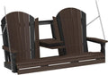 LuxCraft 5' Adirondack Hanging Front Porch Swing with Flip Down Console, Seats Up to 3, Outdoor Patio Swing Bench for Outside (Brazilian Walnut & Black)