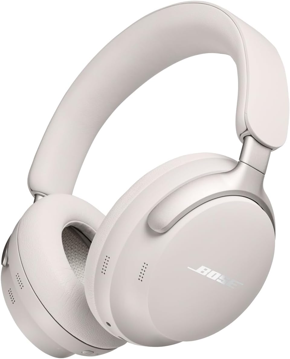 Bose QuietComfort Ultra Wireless Noise Cancelling Headphones with Spatial Audio, Over-The-Ear Headphones with Mic, Up to 24 Hours of Battery Life, White Smoke (Renewed)