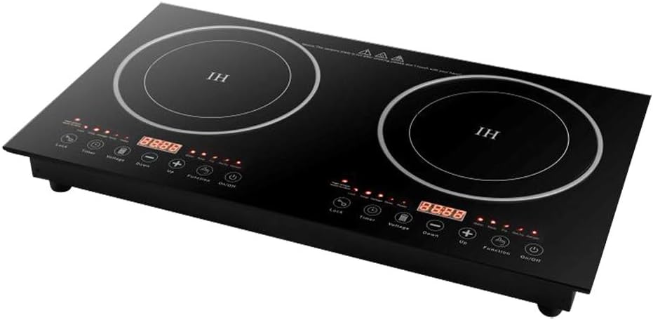 Double Induction Cooktop Cooker 2400W Digital Electric Countertop Burner Dual Hot Plate Heater Cooking Burner Stove, Touch Sensor Control, 8 Gear Firepower, Can Be Recessed In Countertop