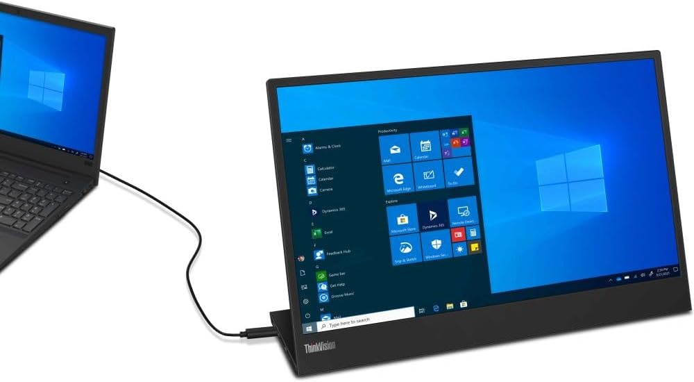Lenovo ThinkVision M15 15.6' Full HD WLED LCD Monitor - 16:9 - Raven Black