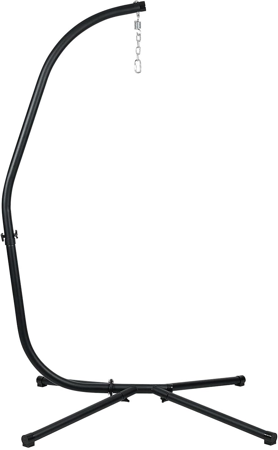 Hammock Chair Stand Only, Heavy Duty Steel C-Stand with Spring Hook, Max Load 300lbs, for Indoor, Outdoor, Black