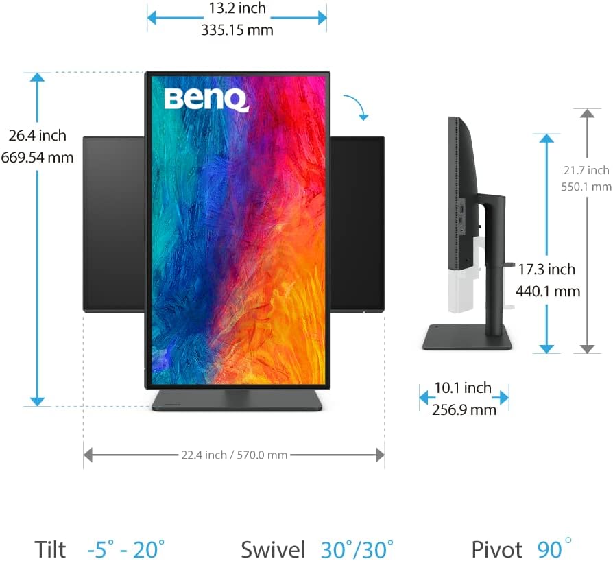 BenQ PD2506Q Mac-Ready AQCOLOR Monitor 25' QHD 1440p, 100% Rec.709 & sRGB,95% P3, IPS, DeltaE≤3, ICC Sync, Uniformity, AQCOLOR, Pantone, Ergonomic, DisplayPort, USB-C(65W), USB Hub, DaisyChain