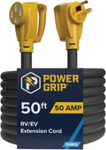 Camco Power Grip 50-Ft 50 Amp RV Extension Cord - Rated for 125/250 V/12,500 W - Features Copper 6/3 + 8/1-Gauge Wires for Superior Conductivity & Coated w/Heat-Resilient PVC (55199)