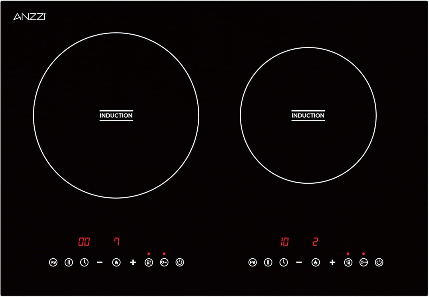 20 in. Induction Cooktop in Black with Child Safety Lock, Auto Switch Off, and 2 Zones