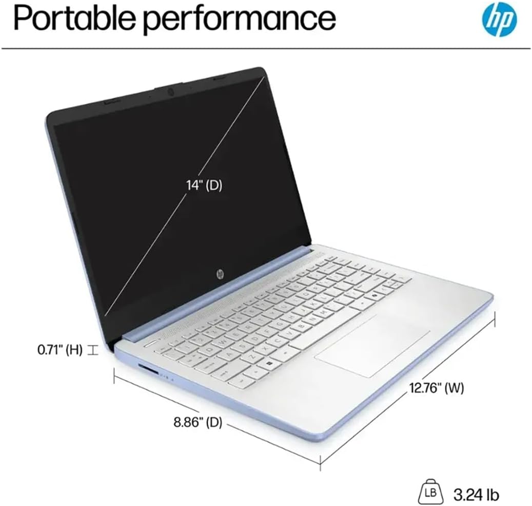 HP 14 Ultra-Light Laptop for Student & Home (14' LED, 1-Year Office 365, Intel 4-Core N150 (>N4120), 4GB RAM, 256GB Storage (128GB+128GB SD)), 11-Hr Long Battery Life, Webcam, Fast Charge, Win 11 S