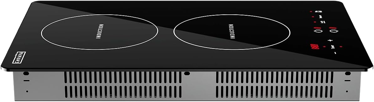 Empava 12 Inch Electric Induction Cooktop Smooth Surface with 2 Burners 120V, 12 Inch, Black