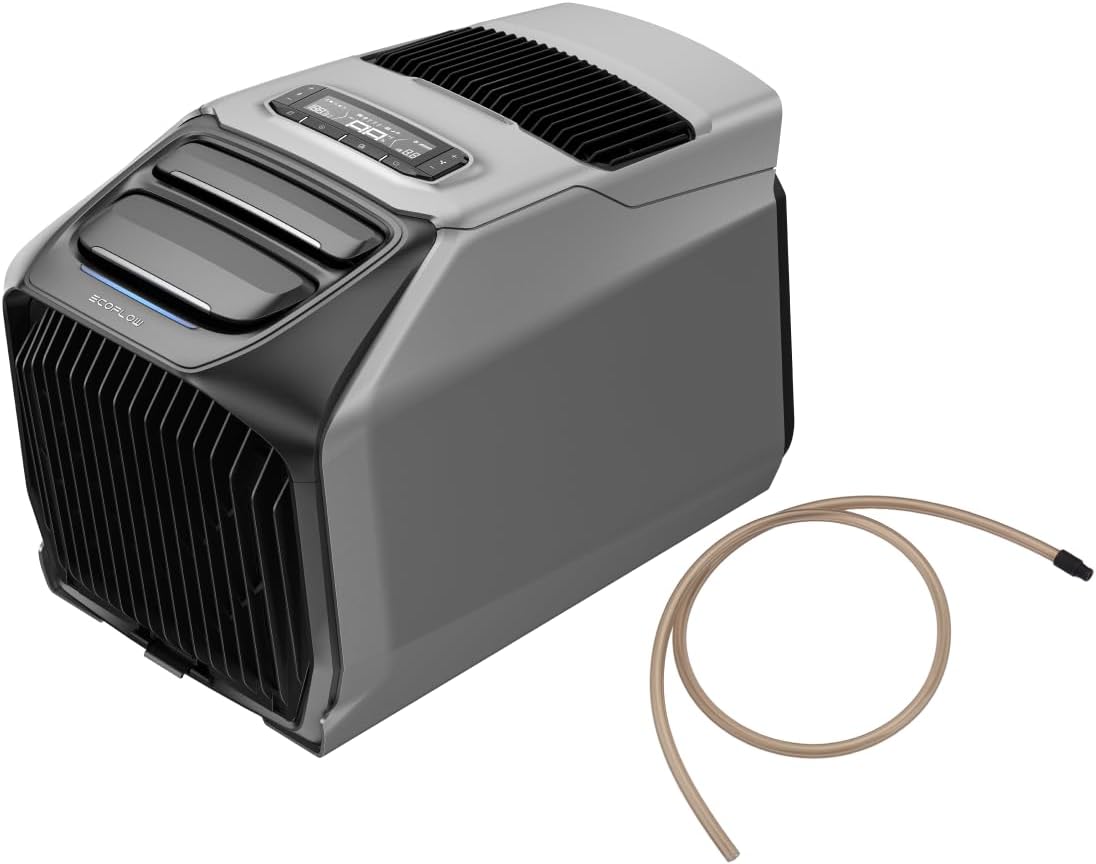 EF ECOFLOW WAVE 3 Portable Air Conditioner with Drain Pipe, 1800W/6100 BTU Temperature Control and 2000W/6800 BTU Heating, 1000W Fast Charging in 75 Mins, 8H Wireless Running, APP Control