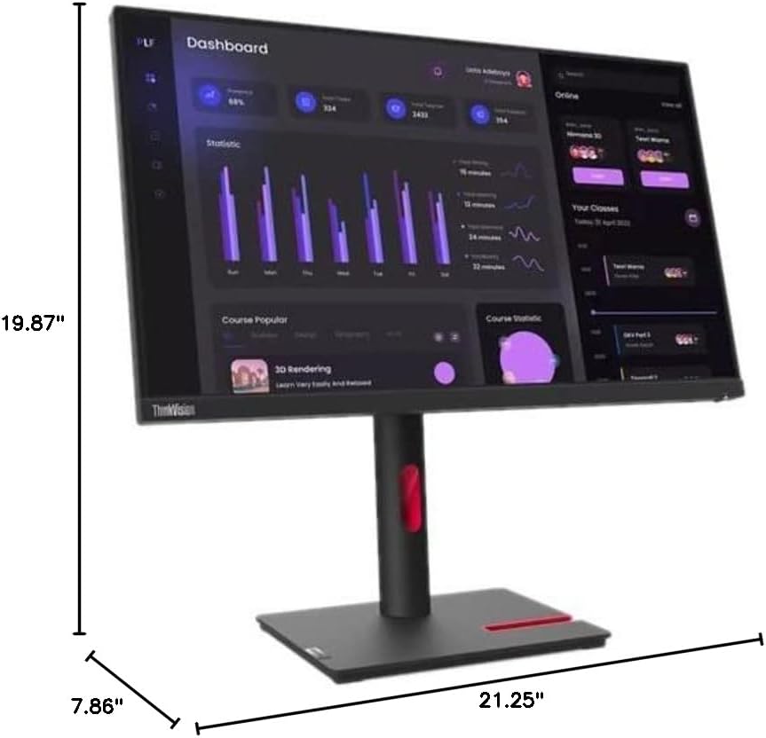 Lenovo ThinkVision T24i-30 24' Class Full HD LED Monitor - 16:9 - Raven Black