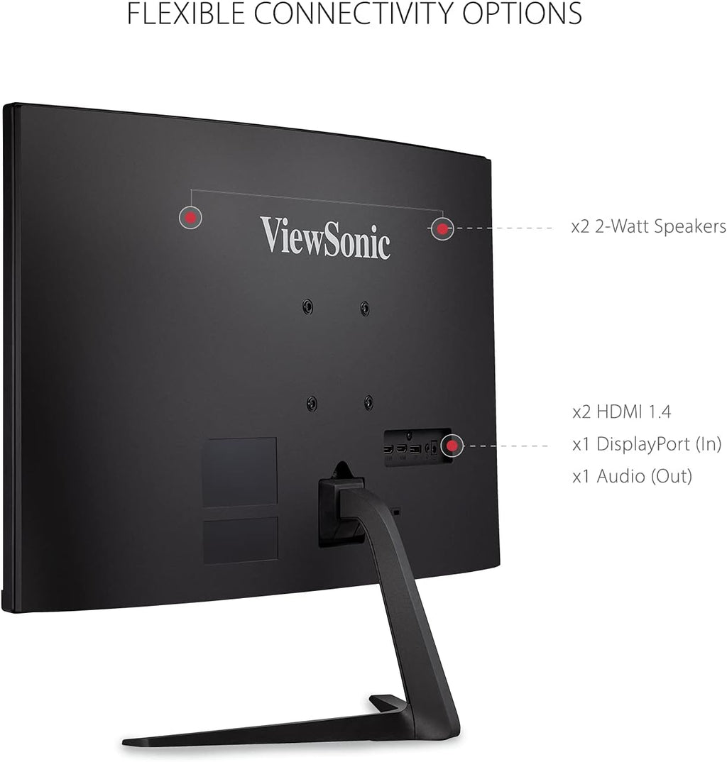 ViewSonic VX2718-PC-MHD 27 Inch 1080p Curved Gaming Monitor, 200Hz and 1ms for Smooth Gameplay, FreeSync Premium and Eye Care Technology, HDMI, and DisplayPort Inputs