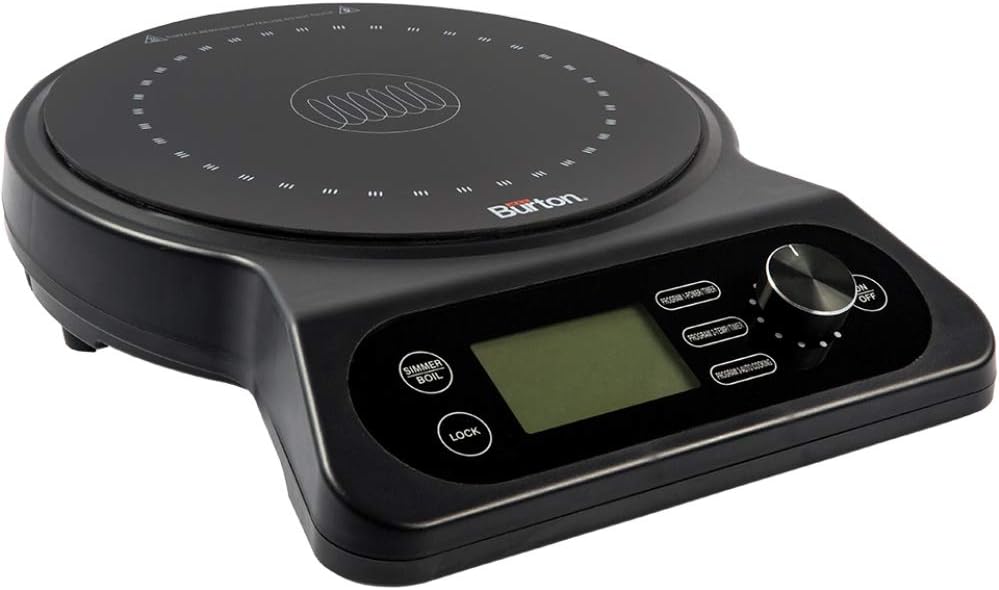 Max Burton 6600 Model 18XL Digital Induction Cooktop, Portable, 1800W/120VAC, LCD Display, Push-To-Set Control Knob, Touchpad Controls, 21 Temperature Settings, Program Lock, Programmable Cooking