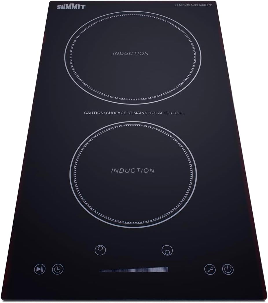 Summit 12' Induction Cooktop, 2 Cooking Zones, 115V Electric Cooktop With 30-Minute Safety Shutoff, ADA Compliant Design, Black - SINCH115V2B