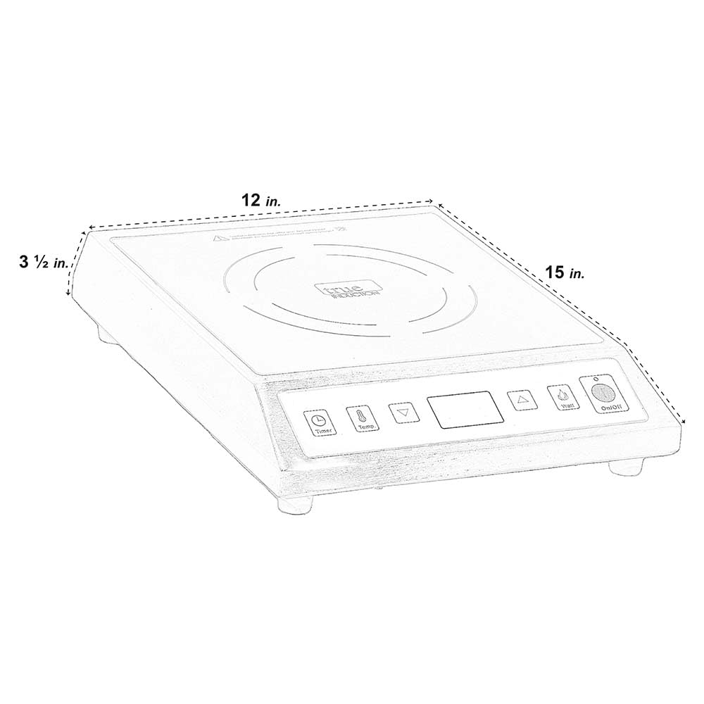 TI-1SSC Commercial 12 inch Portable Single Burner Induction Glass-Ceramic Cooktop, 1750W, UL197 Certified