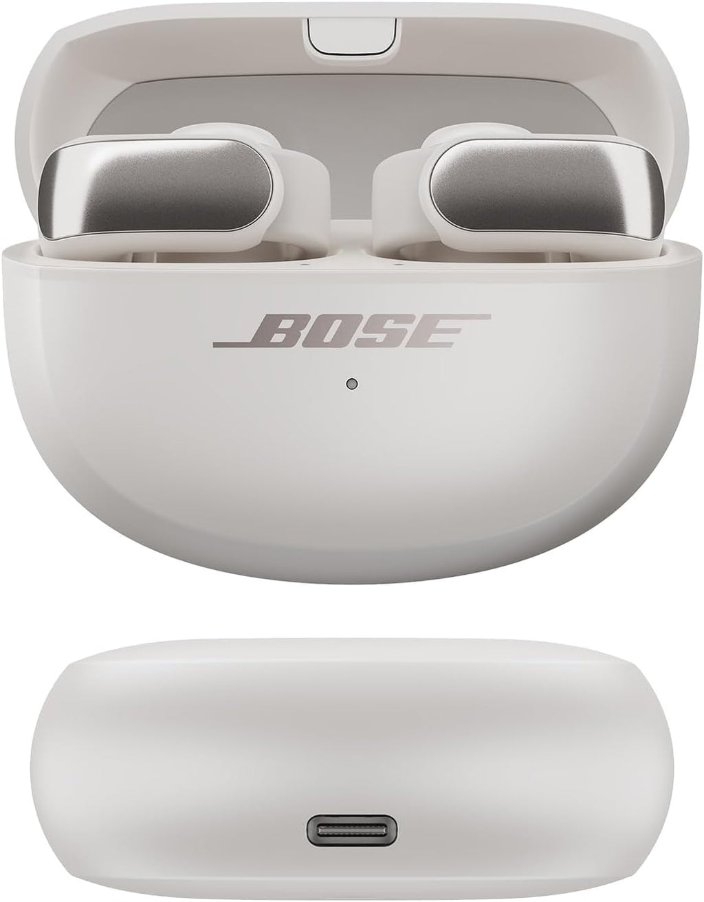 Bose Ultra Open Earbuds - Bluetooth Open Ear Earbuds with OpenAudio for Awareness, Clip-On Design for Comfort, Water Resistant, Up to 48 Hrs of Playtime, White Smoke